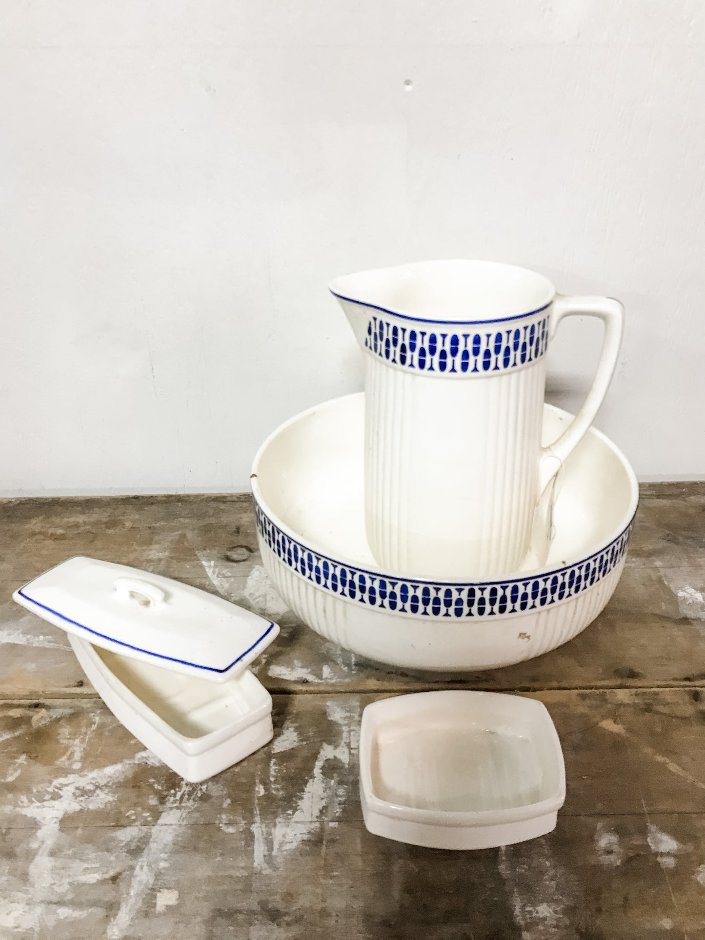 5 piece antique French porcelain vanity set image 0