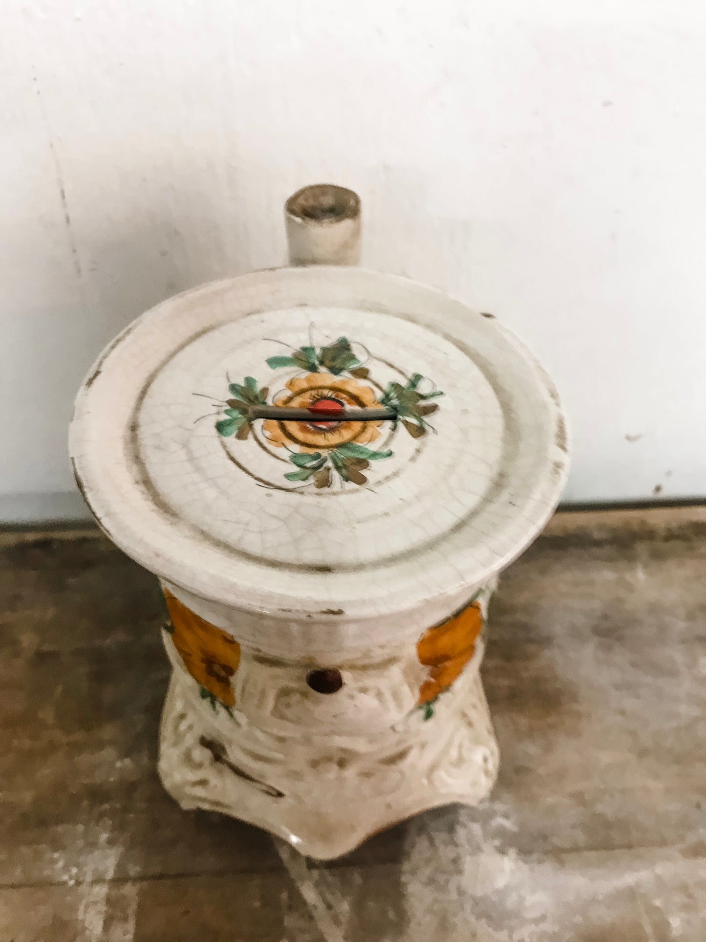 Vintage French wood burning stove bank image 3