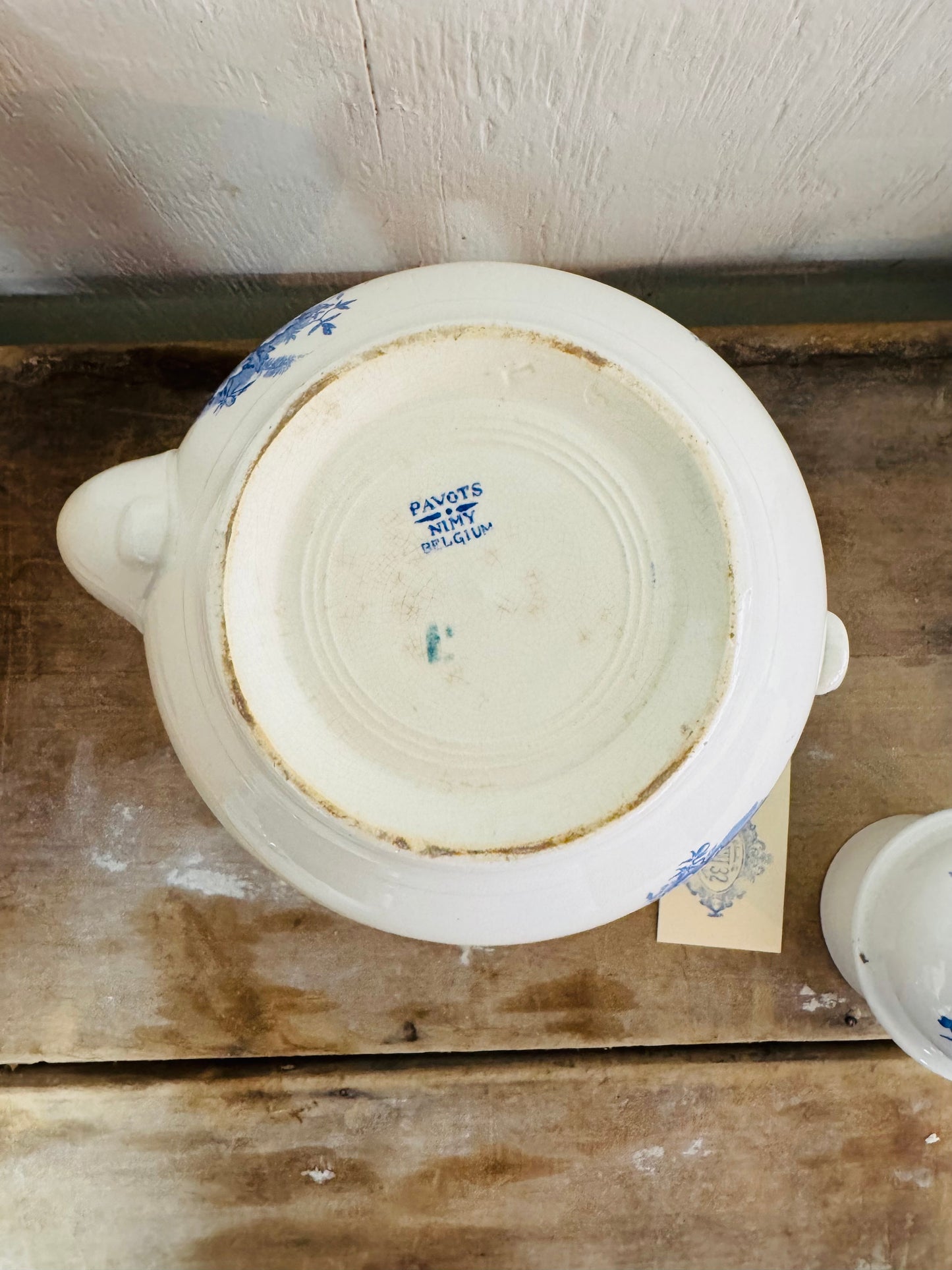 Antique Belgian Blue and White Teapot
