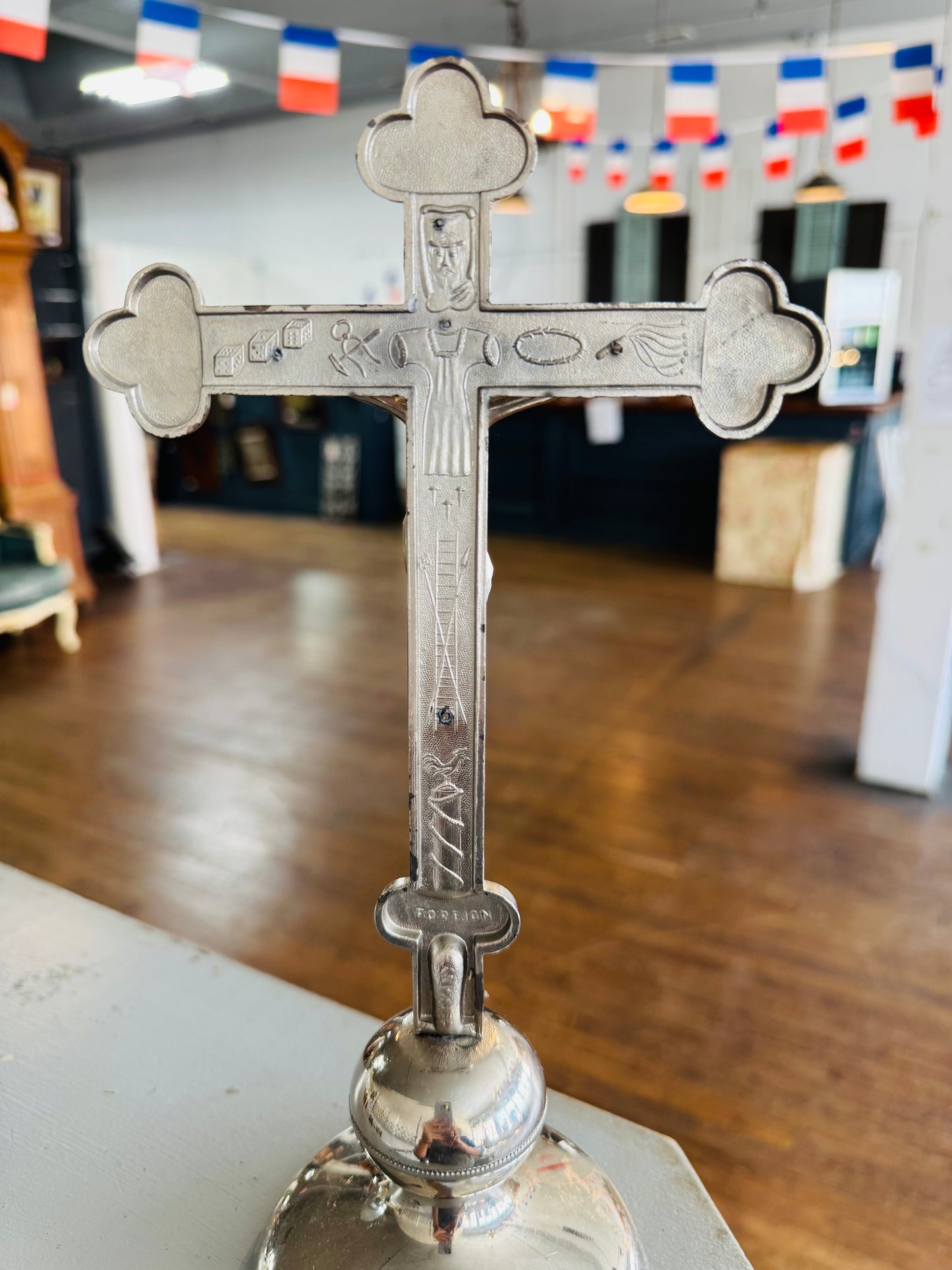 Vintage Wood Wall Crucifix with Brass Jesus Figure | Religious Christian Wall Cross | INRI Catholic Icon