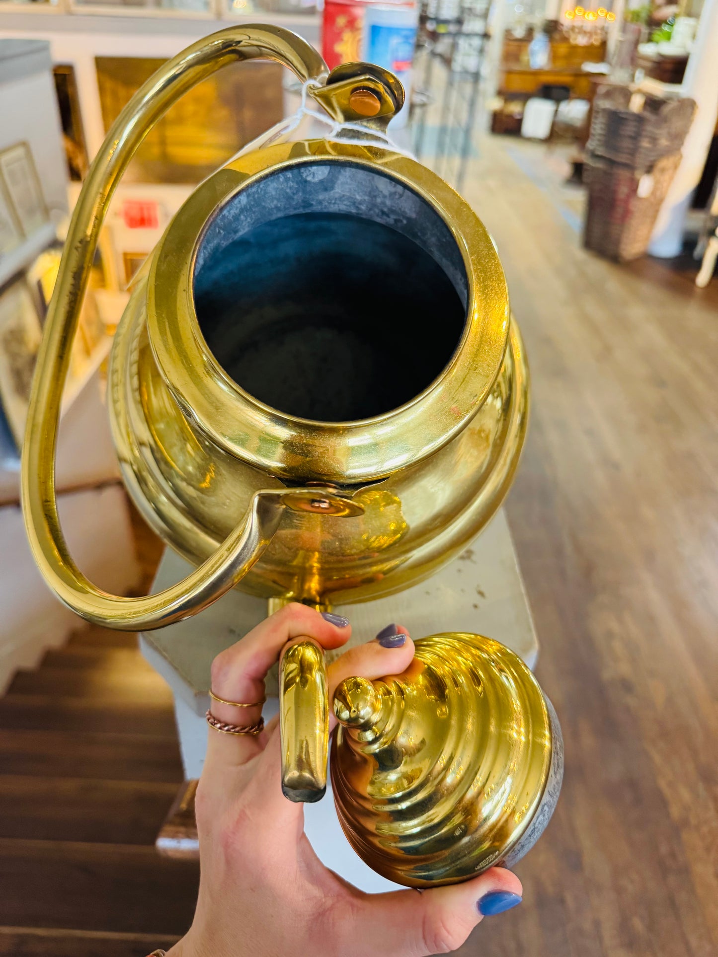 Antique Belgian Brass Kettle | Large Vintage Copper Boiler Teapot | Made in France