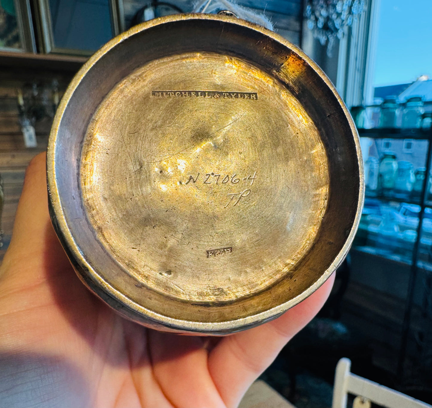 Antique Mitchell & Tyler Silverplate Tankard Mug - Monogrammed “Ellen”