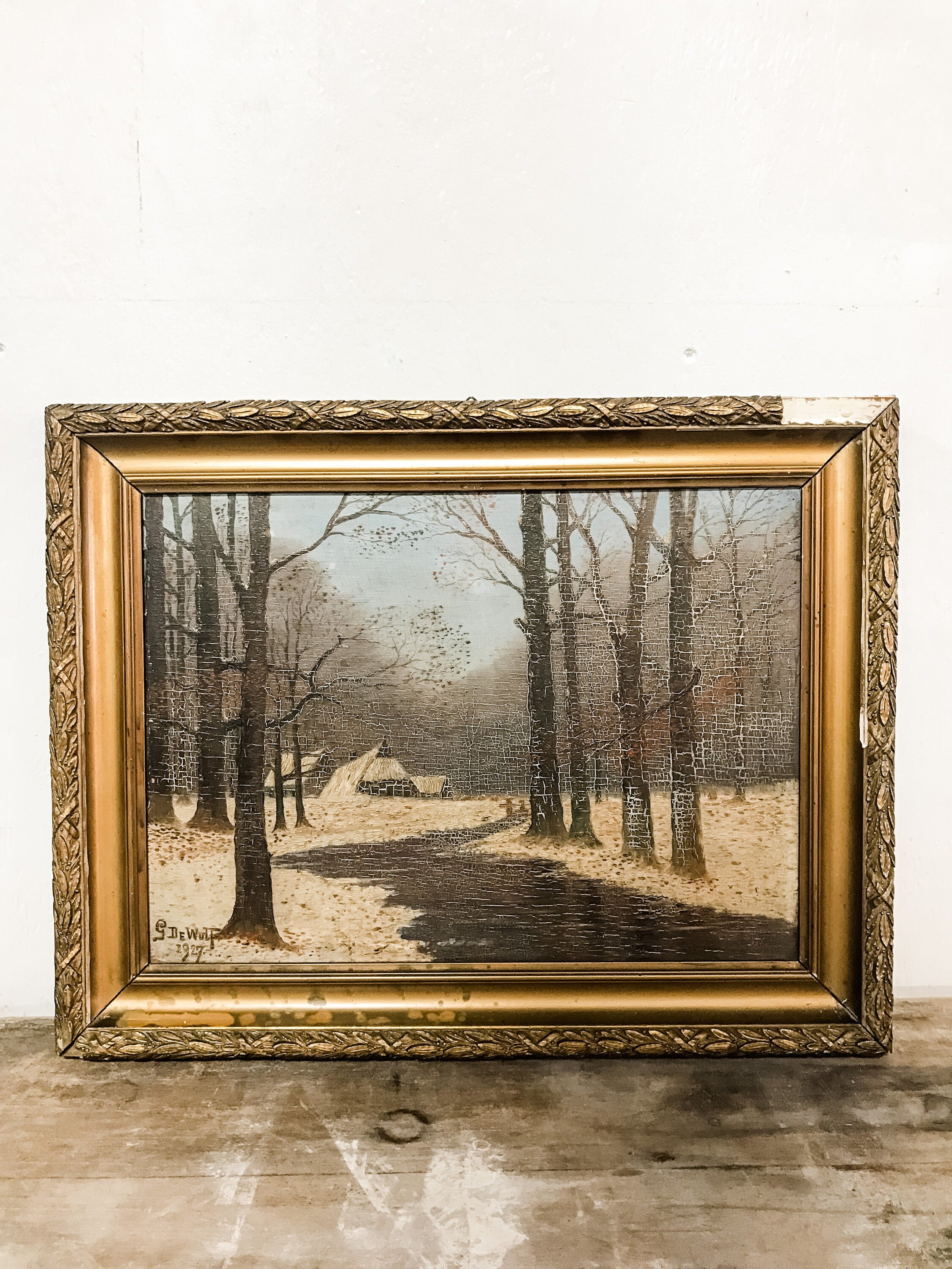 Old French oil painting – Bleu 32 Vintage Marketplace