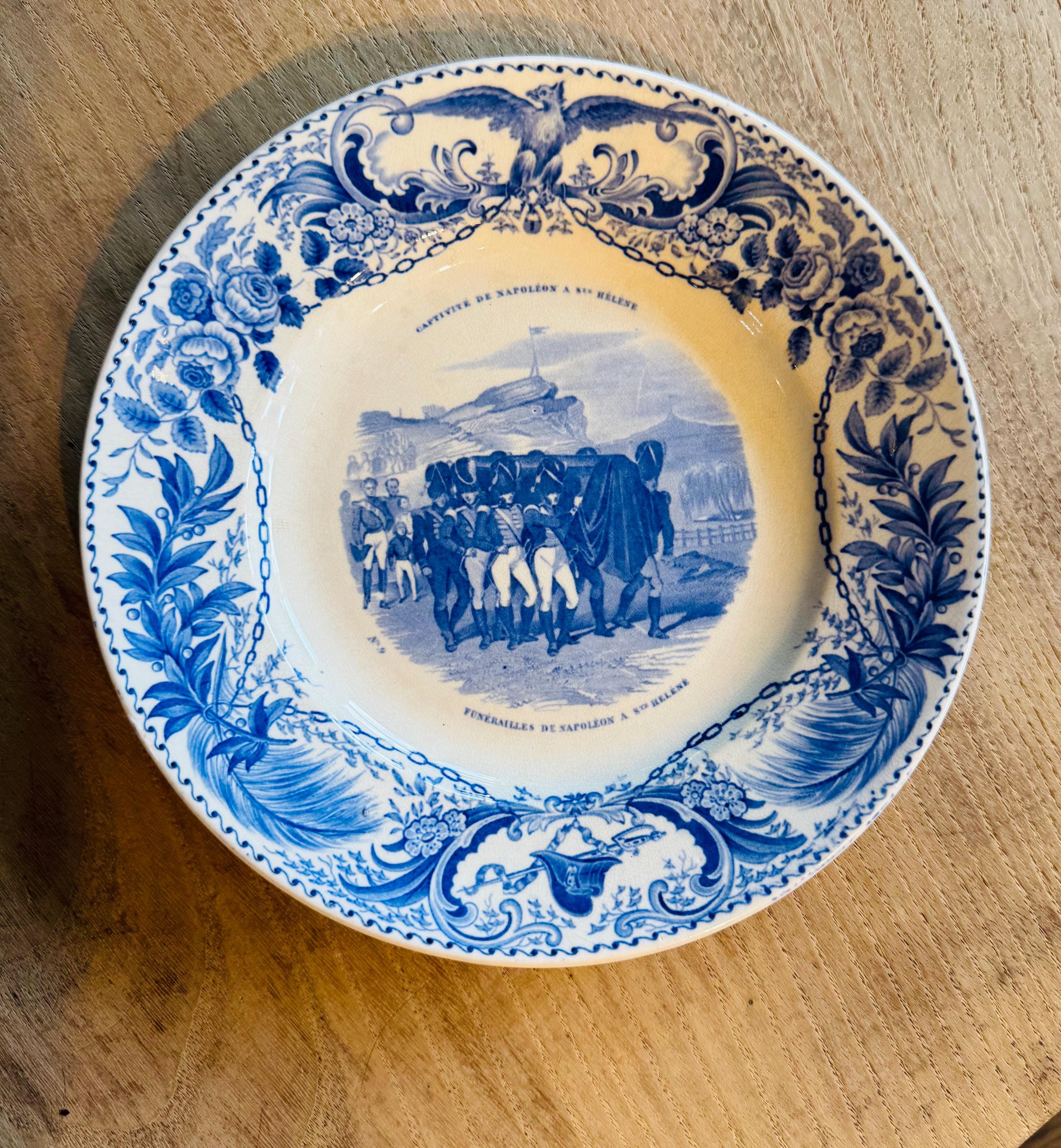 Antique French Transferware Plate – “Funérailles de Napoléon à Ste Hél ...