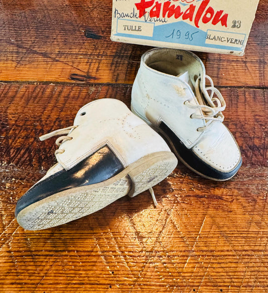 Vintage 1950s French Baby Shoes with Original Box