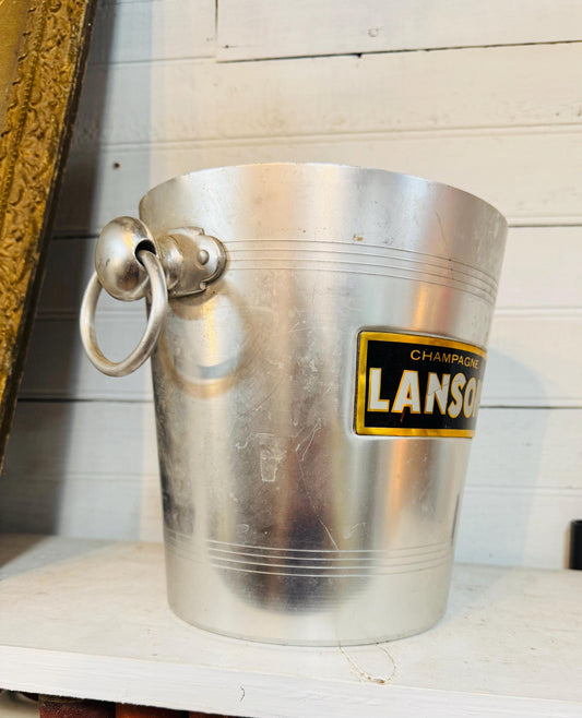 Vintage Lanson Champagne Bucket | French Bistro Ice Bucket with Ring Handles