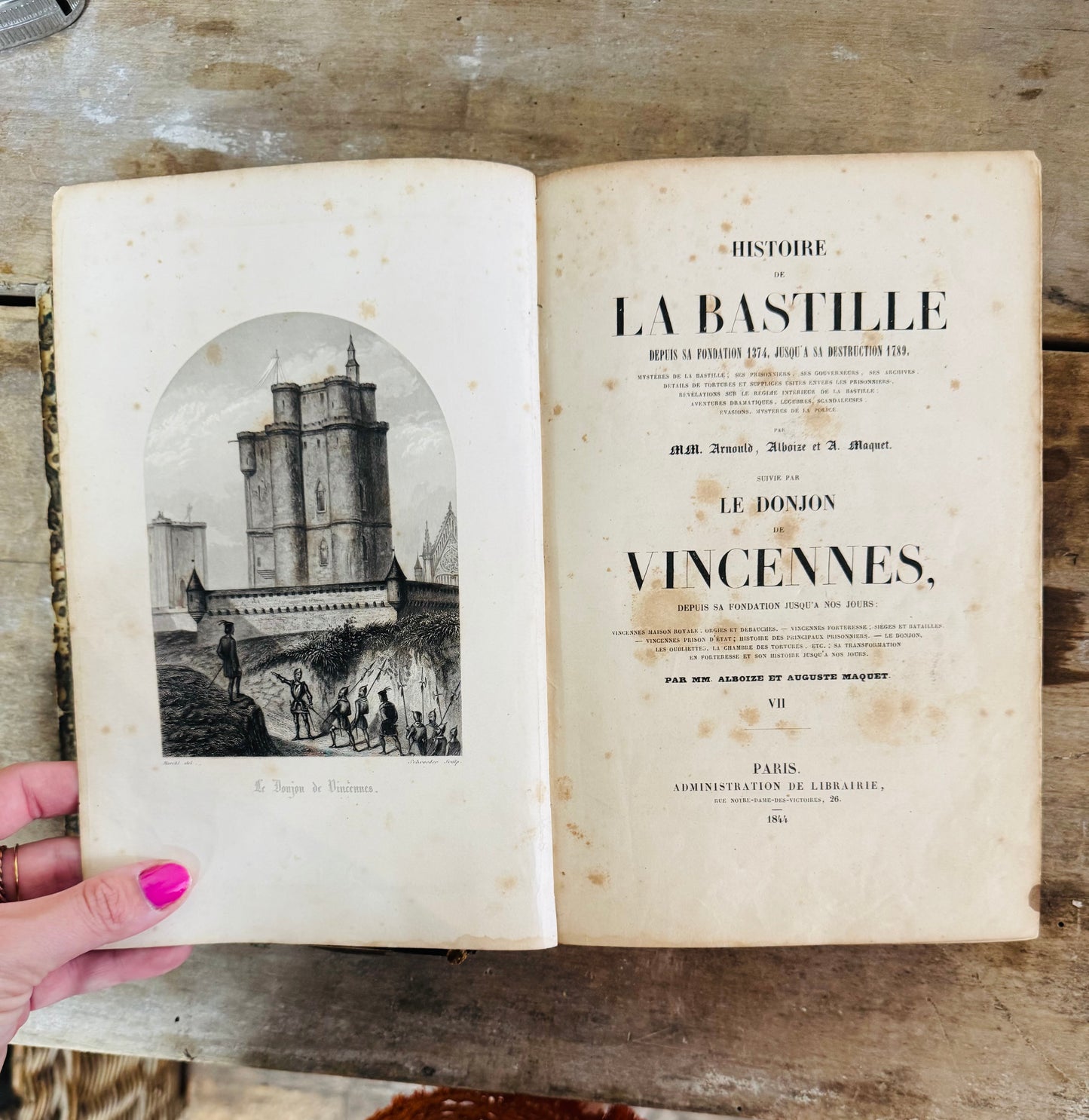 Antique 1854 “Histoire de la Bastille” – French History Book w/ Engravings | Donjon de Vincennes | Volume VII