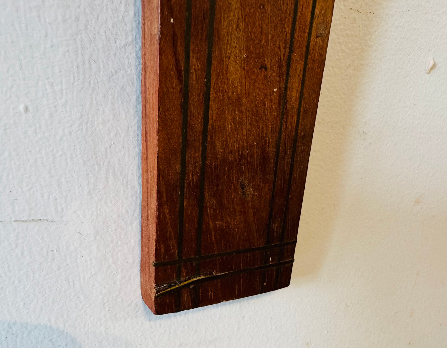 Vintage French Crucifix – Wood and Brass Wall Cross with INRI Plaque