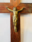 Vintage French Crucifix – Wood and Brass Wall Cross with INRI Plaque