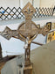Vintage Silver-Tone LANCO Standing Crucifix with INRI Plaque and Fleur-de-Lis Ends