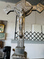 Vintage Silver-Tone LANCO Standing Crucifix with INRI Plaque and Fleur-de-Lis Ends
