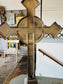 Vintage Silver-Tone LANCO Standing Crucifix with INRI Plaque and Fleur-de-Lis Ends