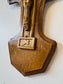 Vintage Wooden Crucifix Wall Plaque – Carved Symbols of Faith, Eye of Providence, Anchor & Sacred Heart – Religious Christian Wall Cross