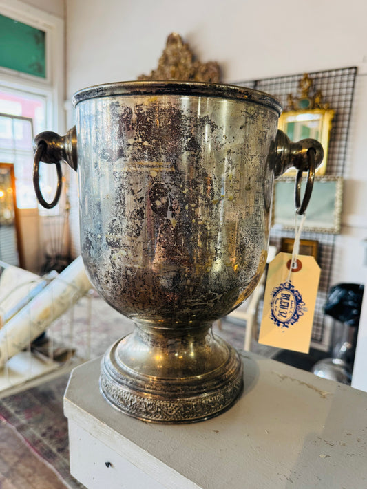Vintage French Silverplate Champagne Bucket with Grapevine Detail – French-Inspired Wine Cooler