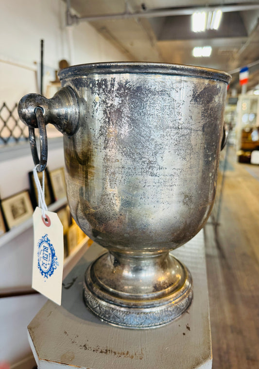 Vintage French Silverplate Champagne Bucket with Grapevine Detail – French-Inspired Wine Cooler