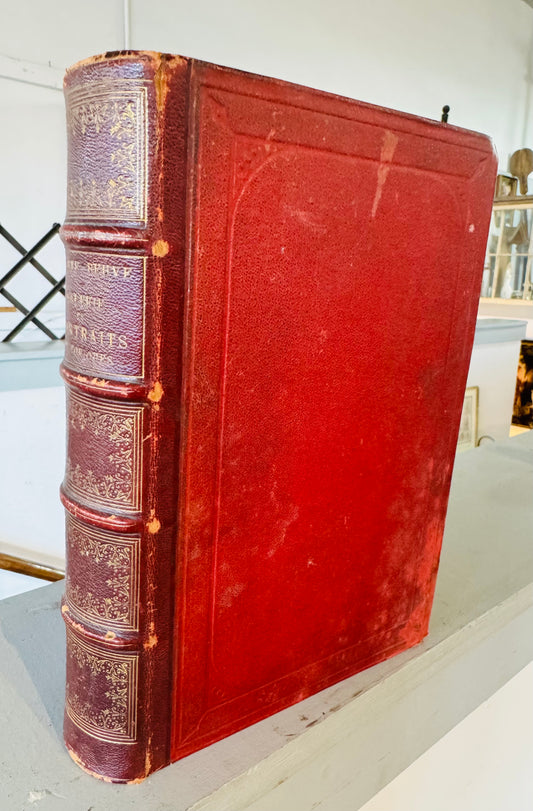 1883 Galerie de Portraits Historiques – Antique French Book with Engravings – Leather Bound by Sainte-Beuve