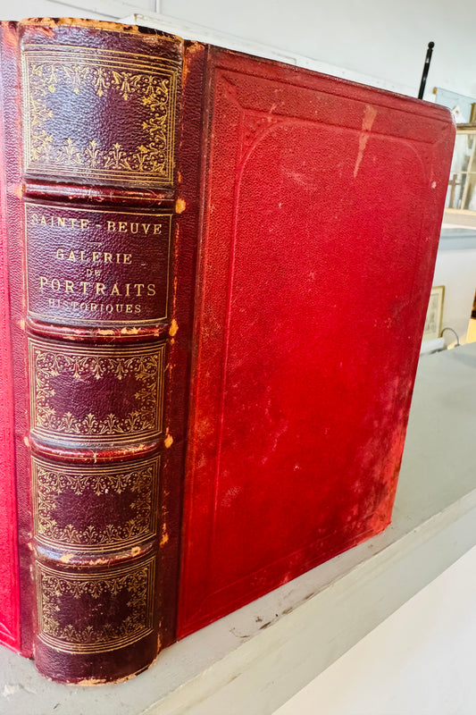 1883 Galerie de Portraits Historiques – Antique French Book with Engravings – Leather Bound by Sainte-Beuve