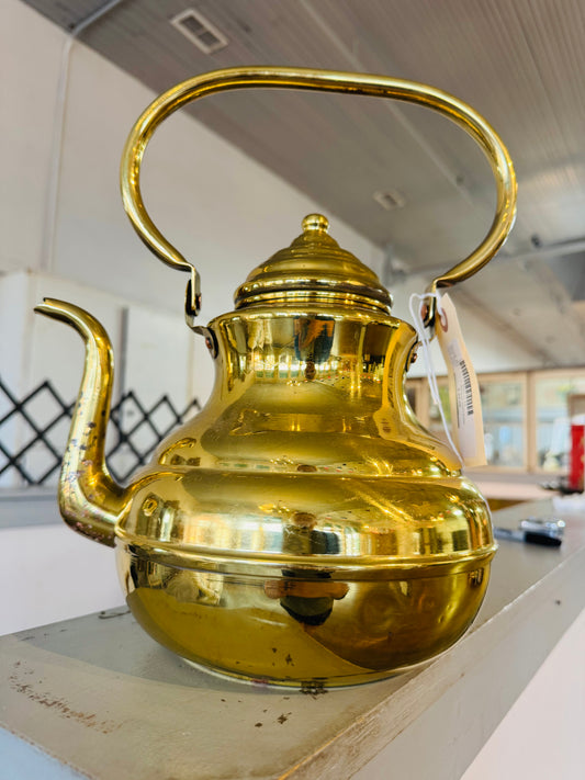 Antique Belgian Brass Kettle | Large Vintage Copper Boiler Teapot | Made in France