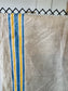 Antique French Linen Grain Sack – Blue & Yellow Stripes with “G.B.” Monogram – Farmhouse Rustic Fabric