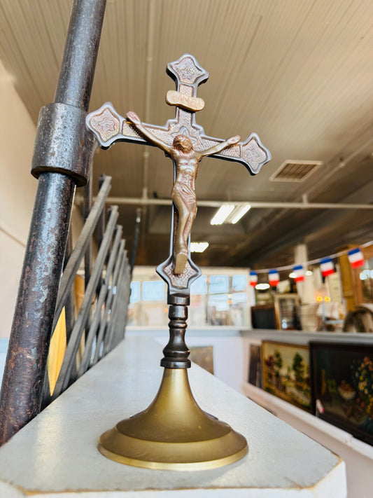 Antique Brass Altar Crucifix