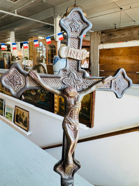 Antique Brass Altar Crucifix
