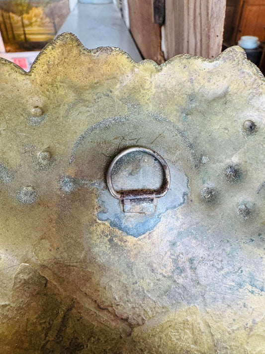 Vintage French Hand-Hammered Brass Wall Plate