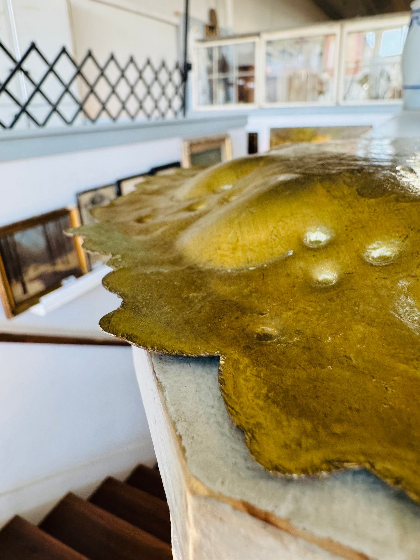 Vintage French Hand-Hammered Brass Wall Plate