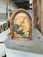 Vintage French Madonna & Child Icon in Arched Gilt Frame