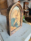Vintage French Madonna & Child Icon in Arched Gilt Frame