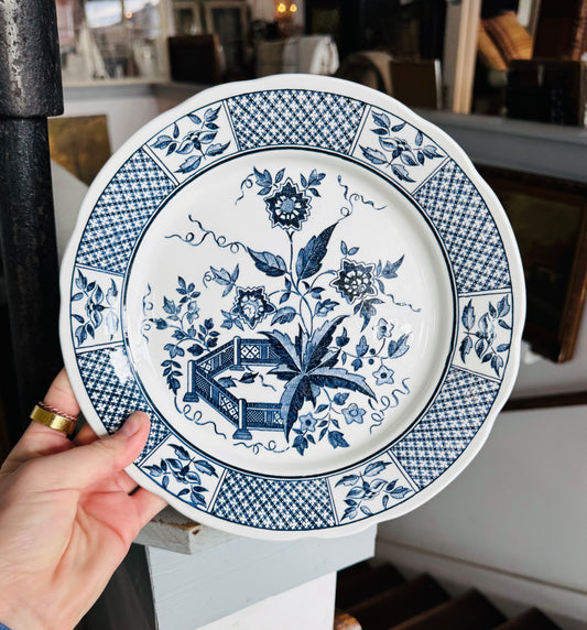 French Antique Blue & White Transferware Plate