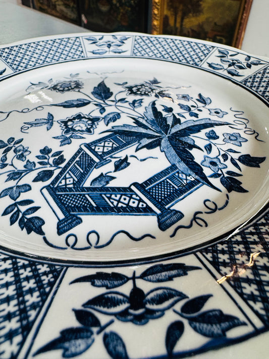 French Antique Blue & White Transferware Plate