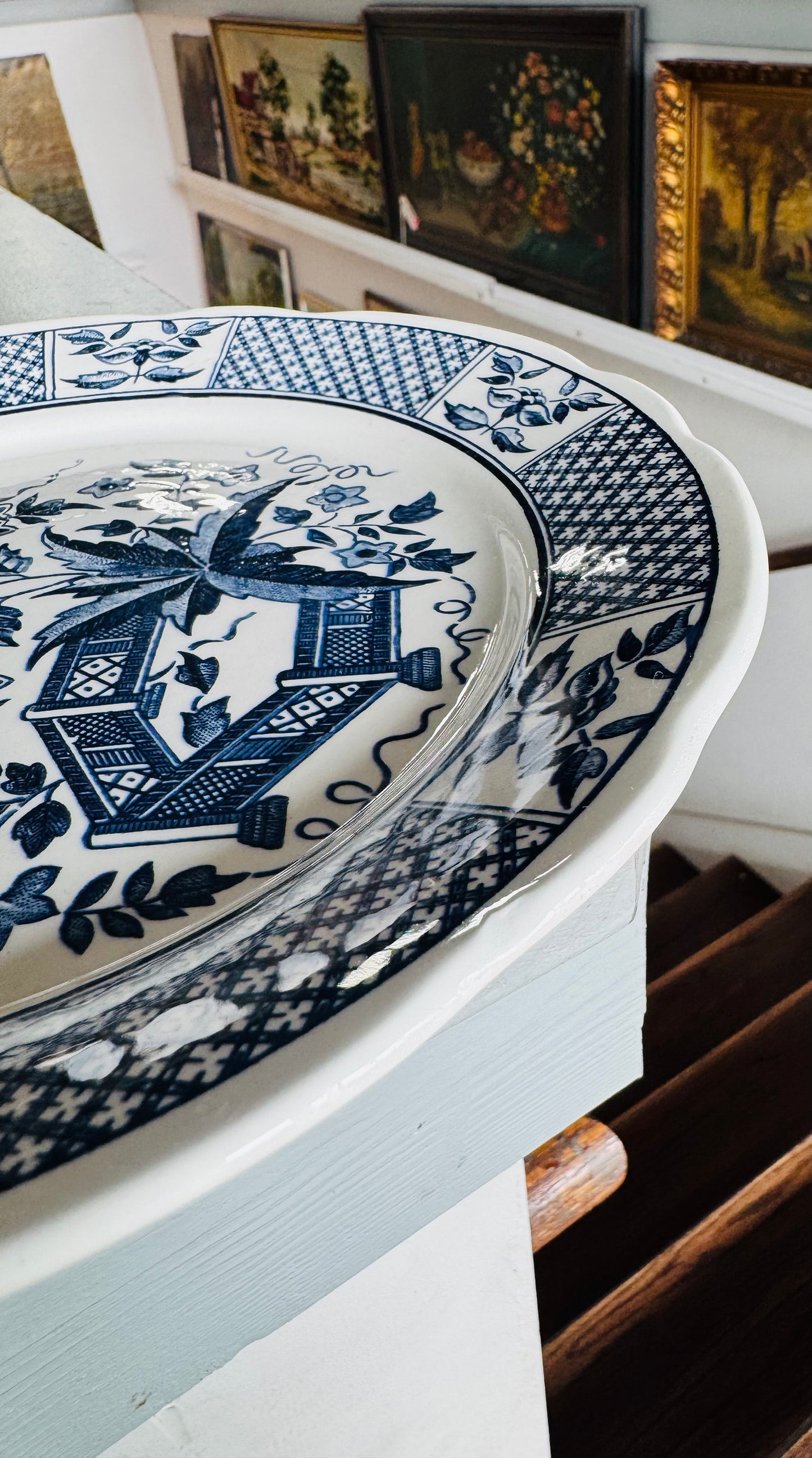 French Antique Blue & White Transferware Plate