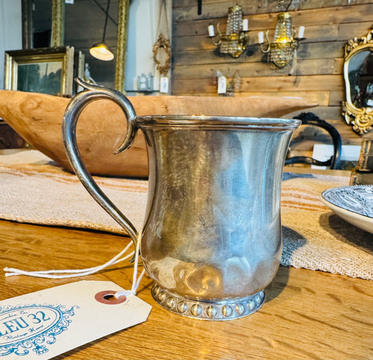 Antique Mitchell & Tyler Silverplate Tankard Mug - Monogrammed “Ellen”