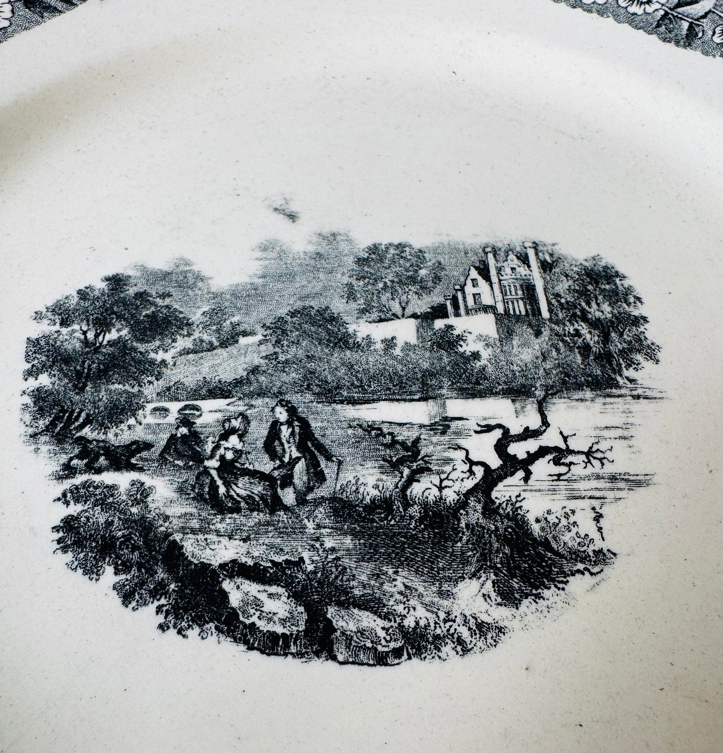 French Boch Sepia landscape plate