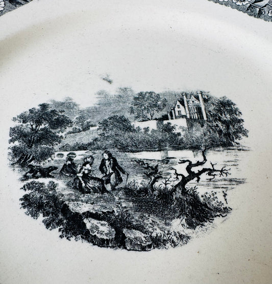 French Boch Sepia landscape plate