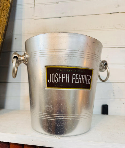 Vintage Joseph Perrier Champagne Bucket | French Aluminum Ice Bucket with Ring Handles